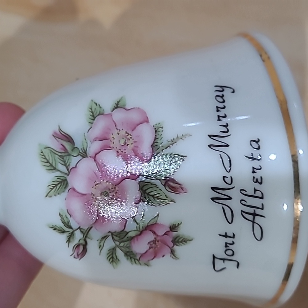 2/$20 Fort McMurray Alberta Floral Decorative Bell with Gold Handle - Picture 2 of 4